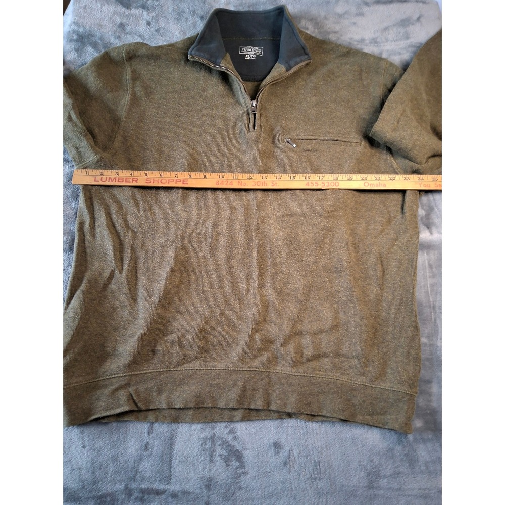Pendleton Mens XL Olive‎ Green Heather Quarter Zip Pullover Sweater Chest Pocket - Picture 6 of 9